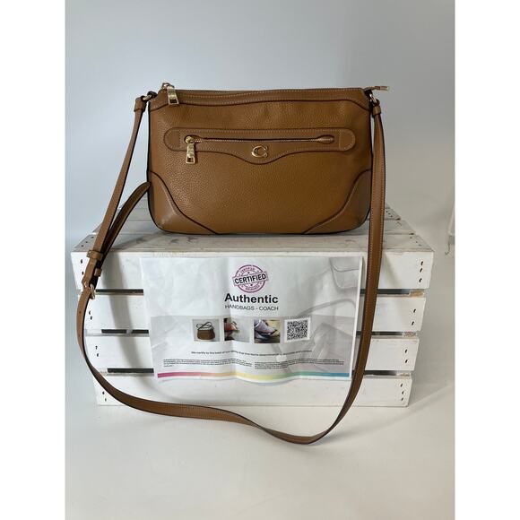 COACH F72839 MEDIUM BROWN PEBBLED LEATHER CROSSBODY BAG - Picture 1 of 15
